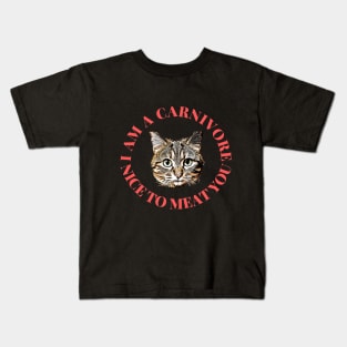 I am a carnivore cat Kids T-Shirt